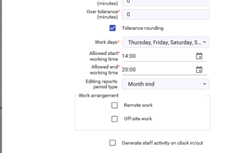 Staff Timeshifts Update Range