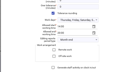 Staff Timeshifts Update Range
