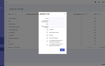 GT Absence Types Add New