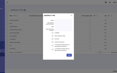 GT Absence Types Add New