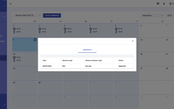 Staff Calendar Day Absences