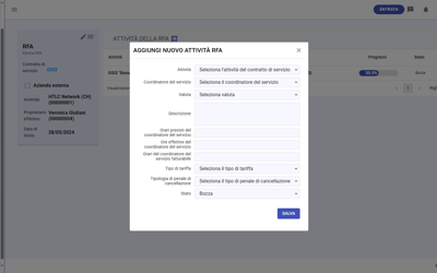 Clients RFA Activity Create New IT