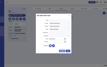 CRM Company Tasks Add New