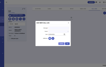 CRM Company Call Logs Add New