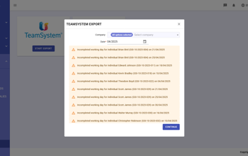 Staff Export Team System Warnings