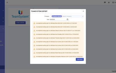 Staff Export Team System Warnings