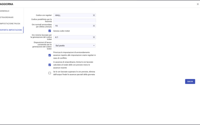Staff Timeshifts Export Settings IT