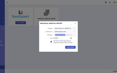 Staff Export Monthly Report All Users
