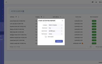 Active Clock In Download Report