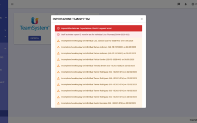 Staff Export Team System Error IT